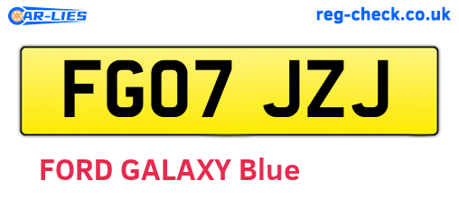 FG07JZJ are the vehicle registration plates.