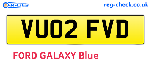 VU02FVD are the vehicle registration plates.