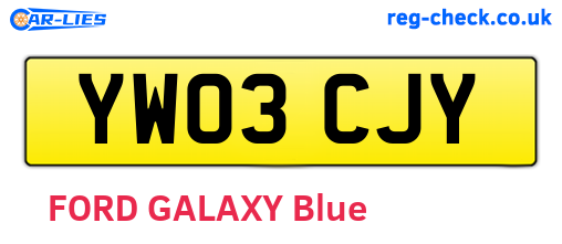 YW03CJY are the vehicle registration plates.