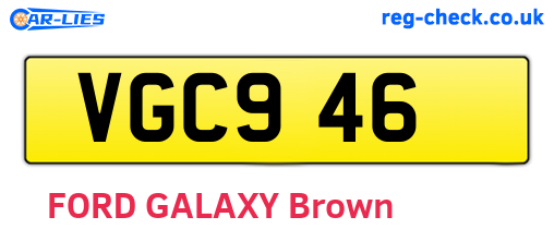 VGC946 are the vehicle registration plates.