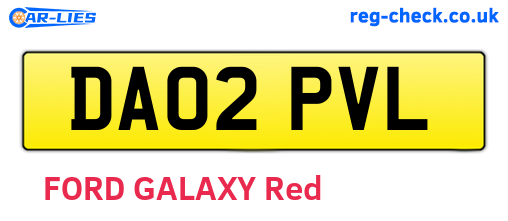 DA02PVL are the vehicle registration plates.