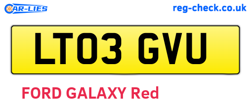 LT03GVU are the vehicle registration plates.