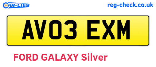 AV03EXM are the vehicle registration plates.