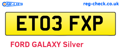 ET03FXP are the vehicle registration plates.