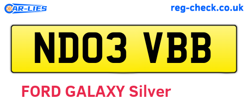 ND03VBB are the vehicle registration plates.