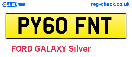 PY60FNT are the vehicle registration plates.