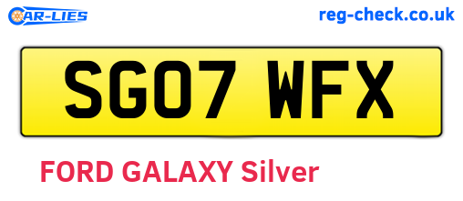 SG07WFX are the vehicle registration plates.