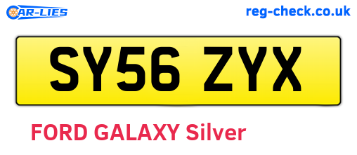SY56ZYX are the vehicle registration plates.