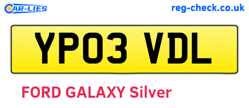 YP03VDL are the vehicle registration plates.