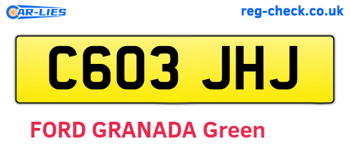 C603JHJ are the vehicle registration plates.