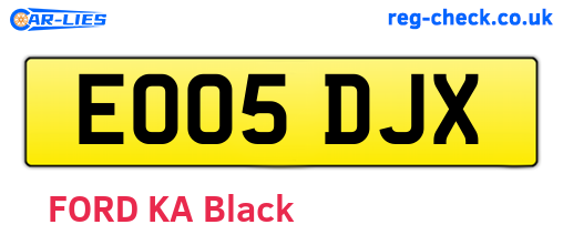 EO05DJX are the vehicle registration plates.