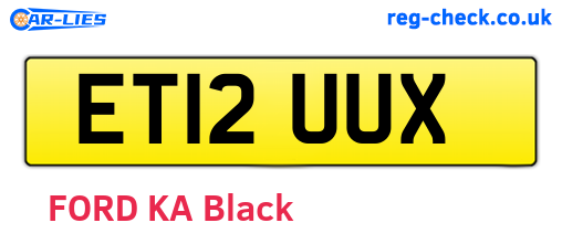 ET12UUX are the vehicle registration plates.