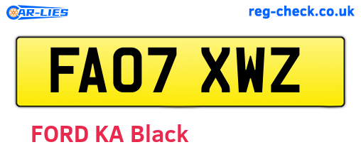 FA07XWZ are the vehicle registration plates.