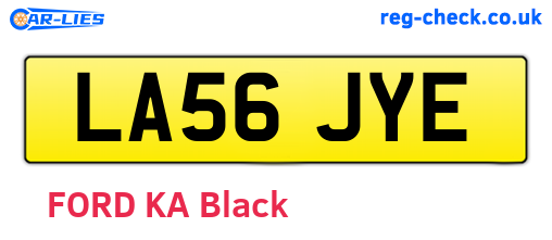 LA56JYE are the vehicle registration plates.