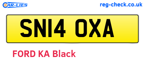 SN14OXA are the vehicle registration plates.