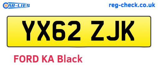 YX62ZJK are the vehicle registration plates.
