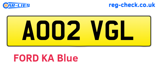 AO02VGL are the vehicle registration plates.