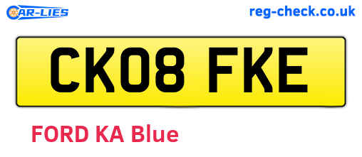CK08FKE are the vehicle registration plates.
