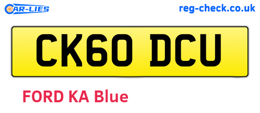 CK60DCU are the vehicle registration plates.