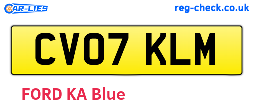 CV07KLM are the vehicle registration plates.