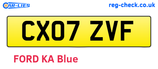 CX07ZVF are the vehicle registration plates.