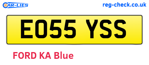 EO55YSS are the vehicle registration plates.