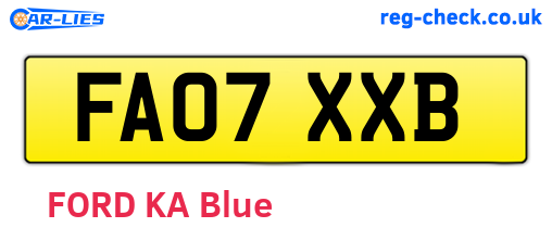 FA07XXB are the vehicle registration plates.