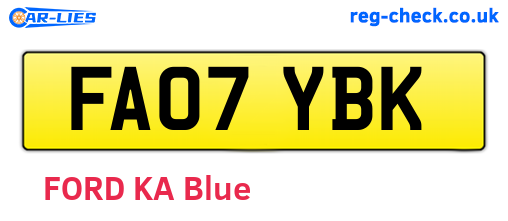 FA07YBK are the vehicle registration plates.