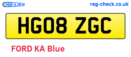 HG08ZGC are the vehicle registration plates.