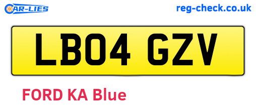 LB04GZV are the vehicle registration plates.