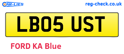 LB05UST are the vehicle registration plates.