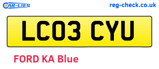 LC03CYU are the vehicle registration plates.