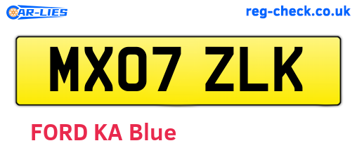 MX07ZLK are the vehicle registration plates.