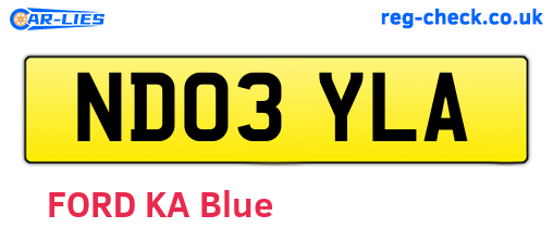 ND03YLA are the vehicle registration plates.