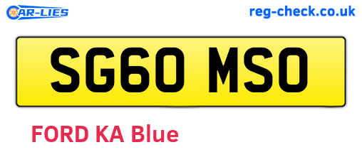 SG60MSO are the vehicle registration plates.