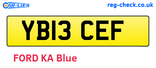YB13CEF are the vehicle registration plates.
