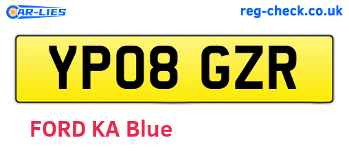 YP08GZR are the vehicle registration plates.