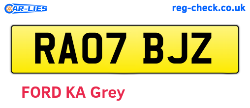 RA07BJZ are the vehicle registration plates.
