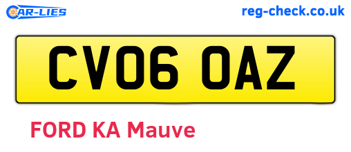 CV06OAZ are the vehicle registration plates.