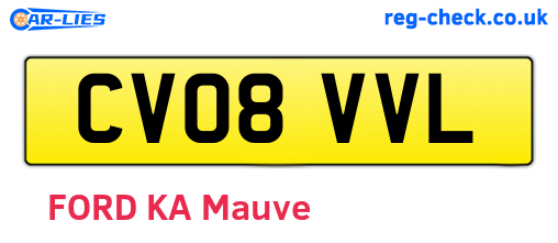 CV08VVL are the vehicle registration plates.