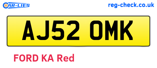 AJ52OMK are the vehicle registration plates.