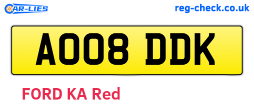 AO08DDK are the vehicle registration plates.