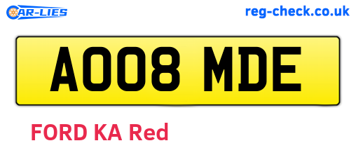 AO08MDE are the vehicle registration plates.