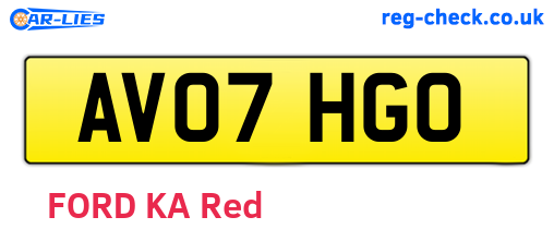 AV07HGO are the vehicle registration plates.