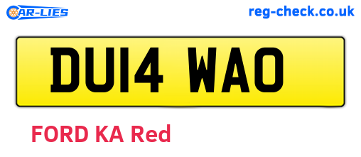 DU14WAO are the vehicle registration plates.