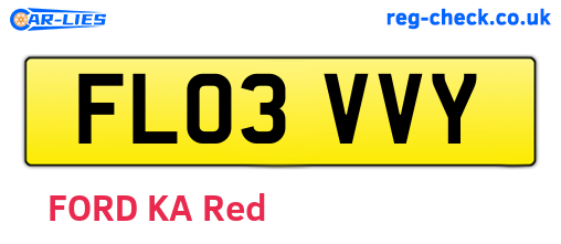 FL03VVY are the vehicle registration plates.