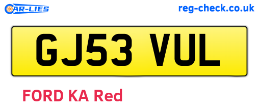 GJ53VUL are the vehicle registration plates.