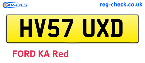 HV57UXD are the vehicle registration plates.