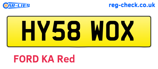 HY58WOX are the vehicle registration plates.