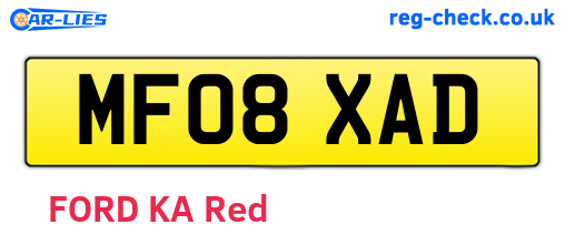 MF08XAD are the vehicle registration plates.
